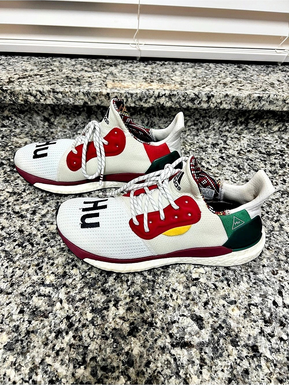 Pharrell x adidas solar Hu glide white Athletic Shoes Green White & Red US 8